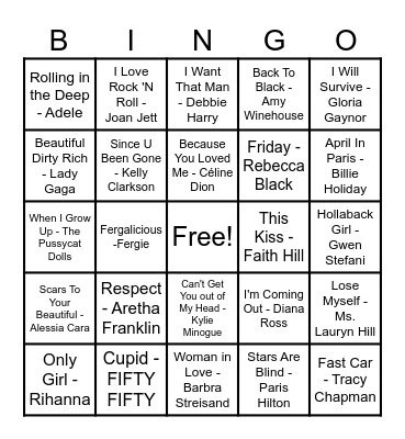 Women Artist Bingo! Bingo Card
