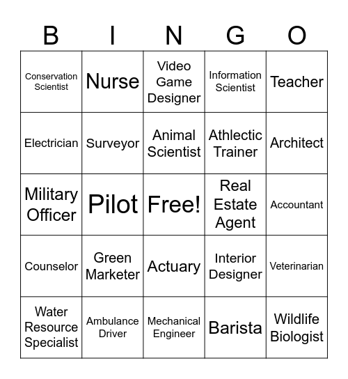 Career Bingo Card