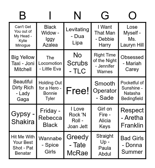Women Artist Bingo! Bingo Card