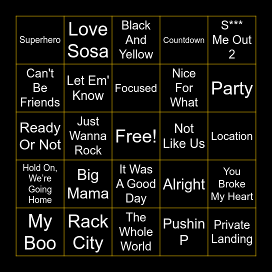 106 & Park BINGO Card