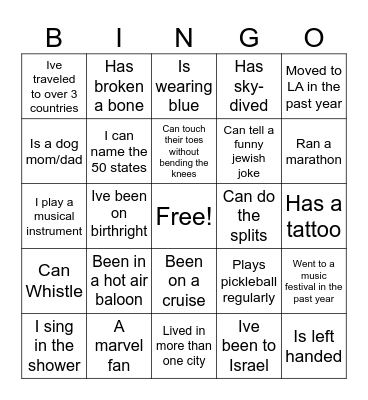 Tzabarim Bingo! Bingo Card