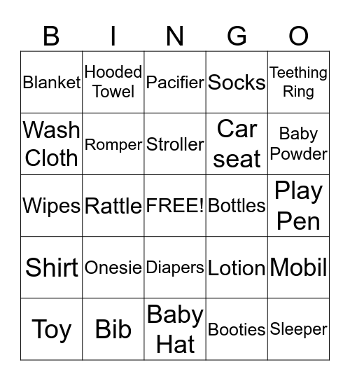 Baby Shower  Bingo Card