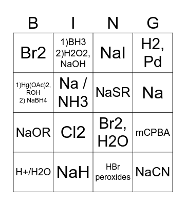 Organic 1 Reagent Bing Bingo Card