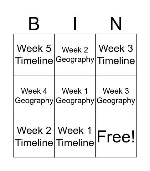 Review Bingo Card