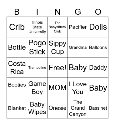 Baby Shower Bingo Card