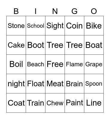 Vowel Teams & Silent -E Bingo Card