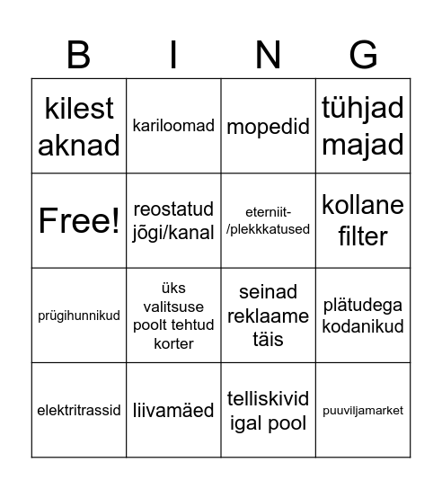 Developing bingo Card