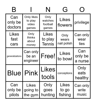 Stereotypes Bingo Card