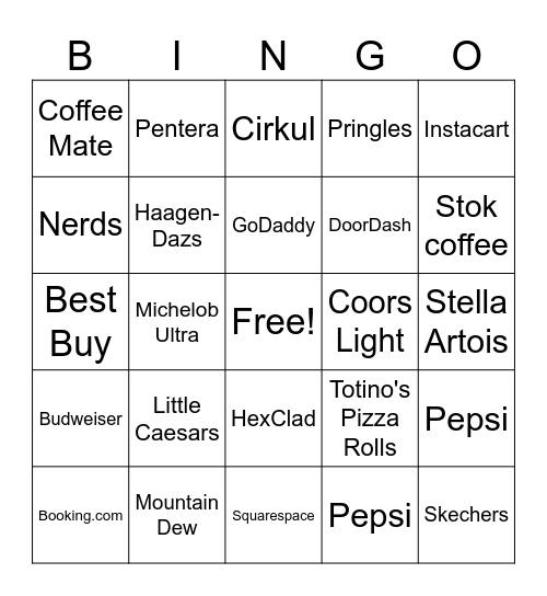 Super Bowl LIX Ads Bingo Card