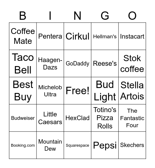 Super Bowl LIX Ads Bingo Card
