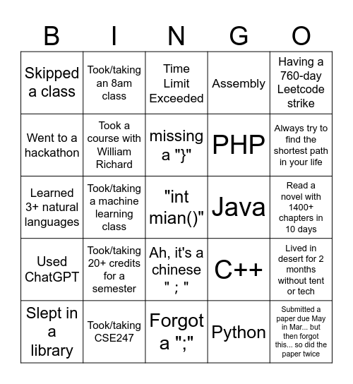 WUCG Onboarding! Bingo Card