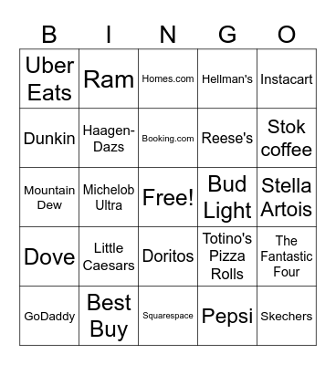 Super Bowl LIX Ads Bingo Card