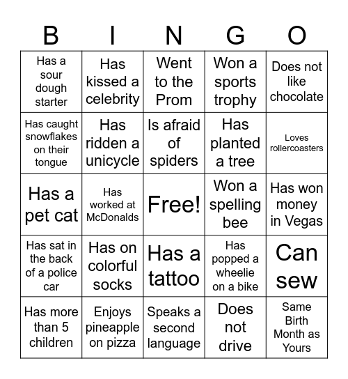 CAP ALL IN BINGO Card