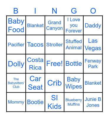 Baby Shower Bingo Card