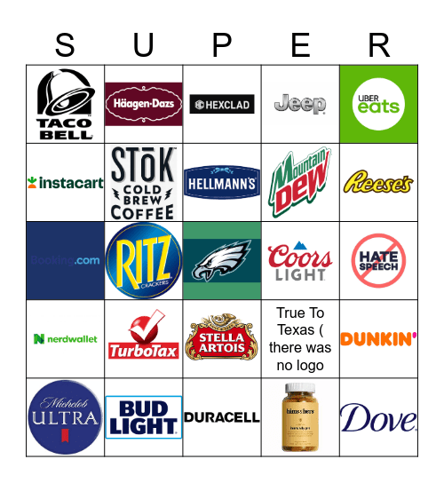 Super Bowl LIX Bingo Card