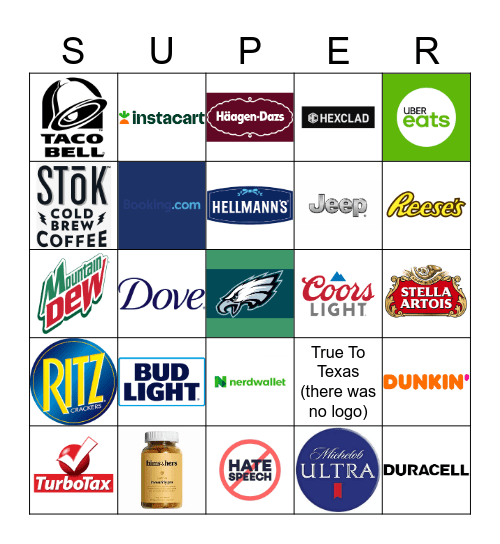 super bowl bingo free printable