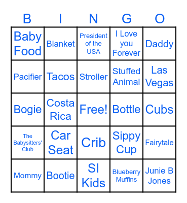 Baby Shower Bingo Card