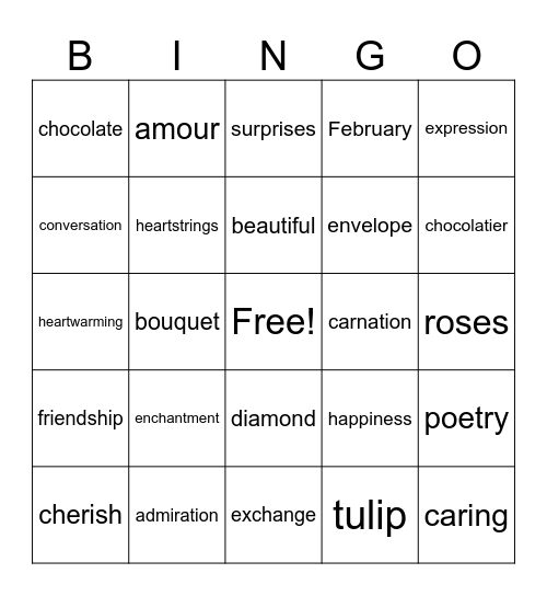 Valentine's Day Bingo! Bingo Card