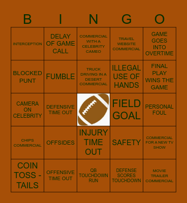 SUPER BOWL BINGO Card