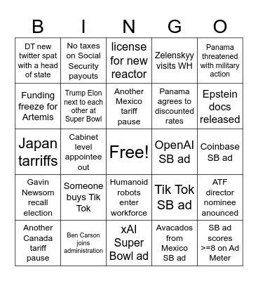 2025 Game #3 Bingo Card