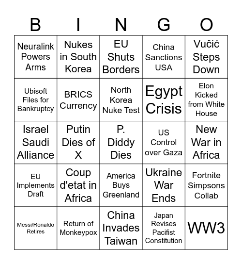2025 Bingo Card