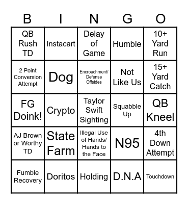 Super Bowl LIX Bingo Card