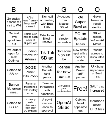 2025 Bingo: Game #3 Bingo Card
