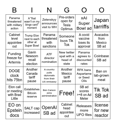 2025 Bingo: Game #3 Bingo Card