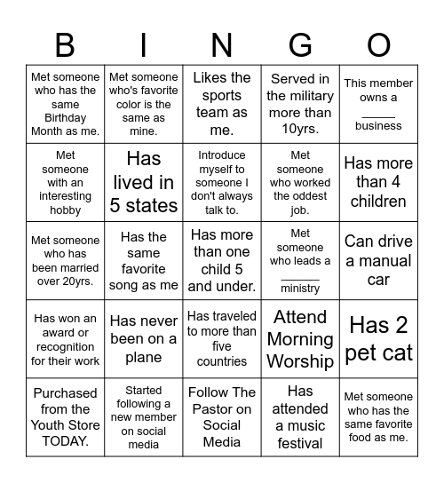 FEBRUARY SOCIAL SUNDAY Bingo Card