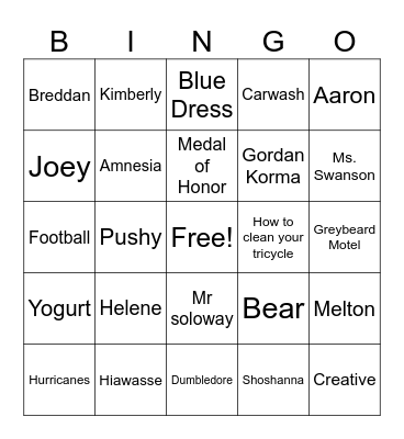 Restart Bingo Card