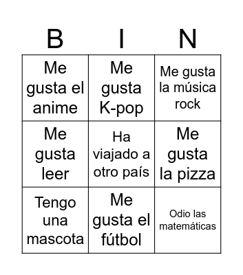 Rompe - hielo Bingo Card