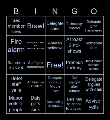 Luke & Hattie's BosMUN Bingo Card