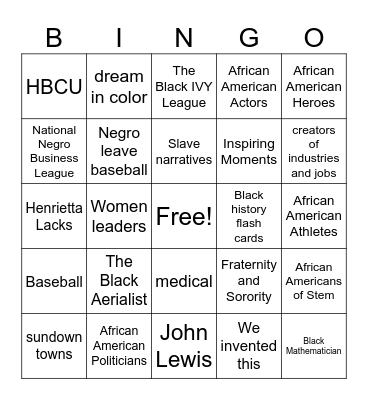 Black History Bingo finder Bingo Card