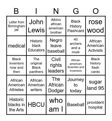 Black History month bingo card Bingo Card