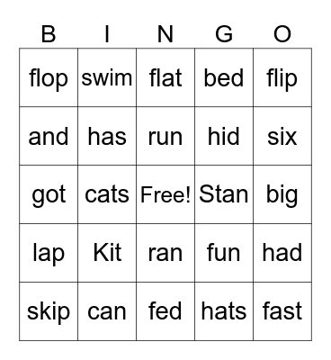 CKLA Kit Bingo Card