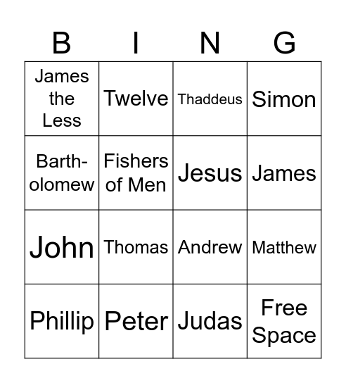Apostle Bingo Card