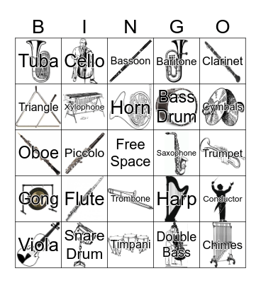 Instruments of the Orchestra Bingo Card