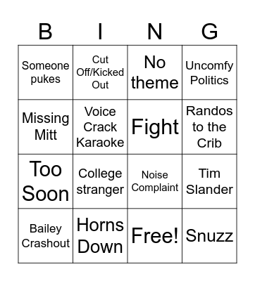 Ski Weeknd Bingo Card