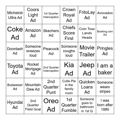 2025 SUPER BOWL Bingo Card