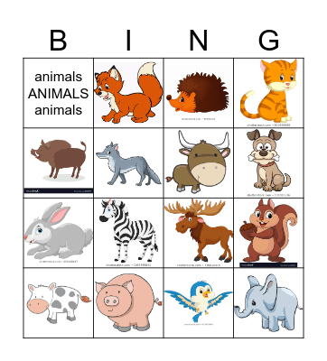 Animal BING! Bingo Card