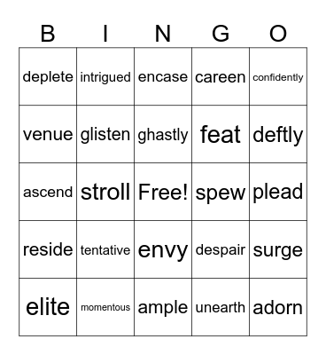 IEW Vocabulary Bingo Card