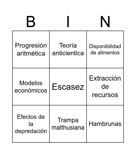 Modelos poblacionales Bingo Card