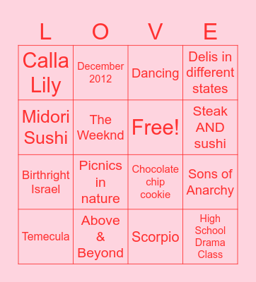 Nicole & Michael Bingo Card