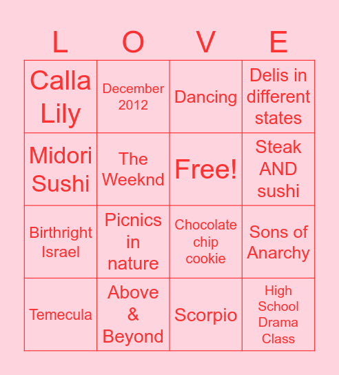 Nicole & Michael Bingo Card
