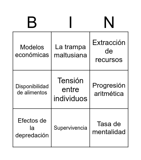 Modelos poblacionales Bingo Card