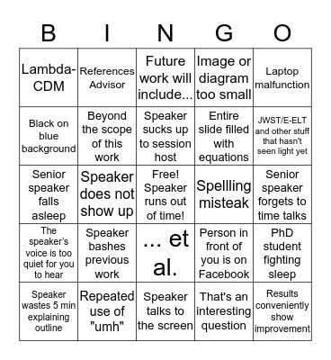 IMPRS seminar Bingo Card