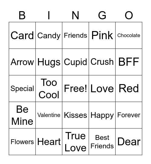 Valentine Bingo Card