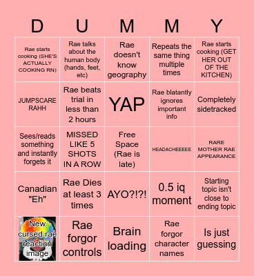 RAE'S DANGANRONPA BINGO CARD 2025 REAL ANY% 1 HOUR SPEEDRUN THING ***NOT CLICKBAIT*** Bingo Card