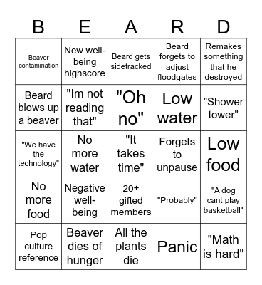 JC The Beard Bingo Card