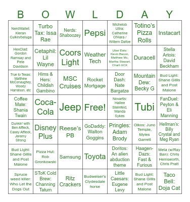 SUPERBOWL 2025 Bingo Card